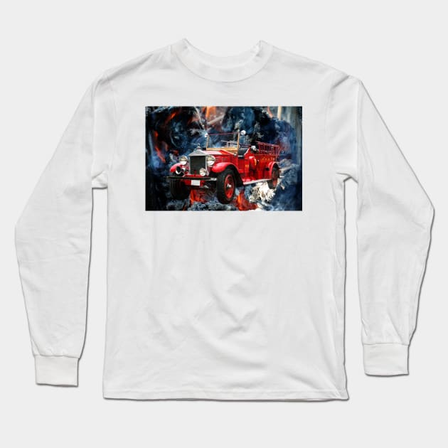 Vintage Fire Engine Long Sleeve T-Shirt by JimDeFazioPhotography